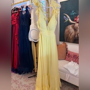 Mac Duggal Yellow Backless Gown
